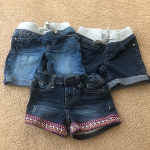 Three pairs girls jean shorts size 6